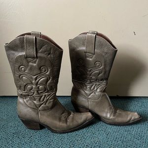 Nine West Brown/Gray Leather Cowboy Boots size 7,5